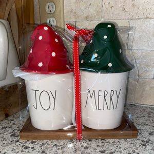Rae Dunn “Joy and Merry” Gnome Canisters